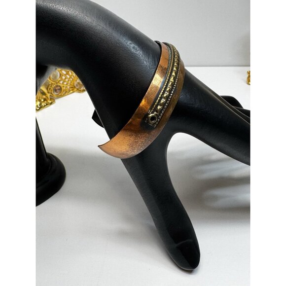 Vintage Retro Solid Copper Cuff Bracelet Boho Unisex Adjustable 7.5" - Picture 3 of 11